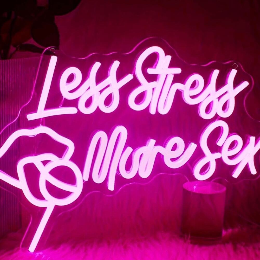 Less Stress More Seggs Neon Sign Night Light Room Wall Decor